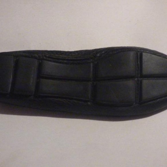 Prada Vintage Black Textured Leather Squared Toe Designer Flats - Picture 7 of 12